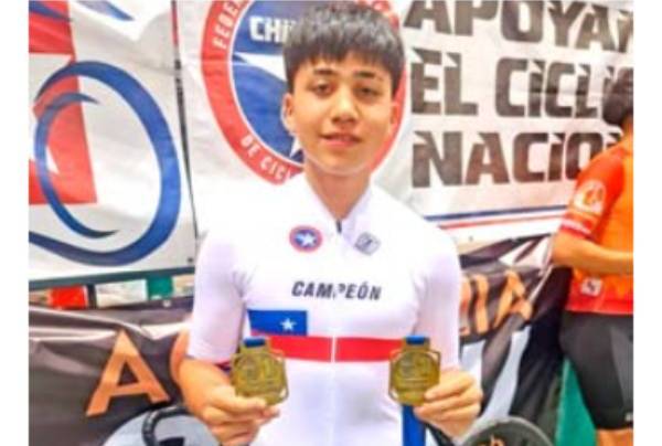 Pedalero chillanejo de 14 años se corona doble campeón nacional de ciclismo de pista